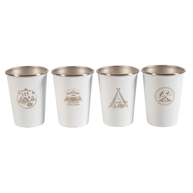 AOTU AT6657-2 4pcs Outdoor Camping Folding Stainless Steel Water Cup Set (White)