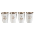 AOTU AT6657-2 4pcs Outdoor Camping Folding Stainless Steel Water Cup Set (White)