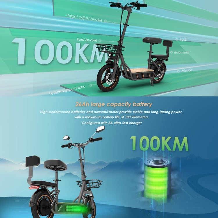 [EU Warehouse] KuKirin C1 Pro 500W 48V 26Ah Electric Offroad Scooter with 14 inch Tires & Rear Seat, EU Plug