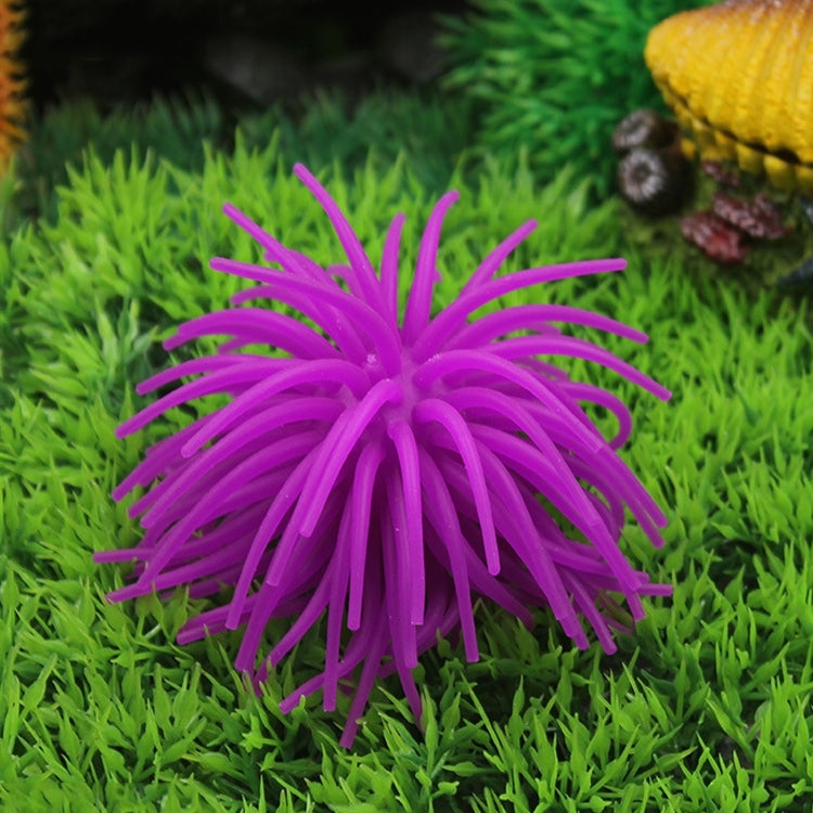 Aquarium Articles Decoration TPR Simulation Sea Urchin Ball Coral, Size: M, Diameter: 10cm(Purple)