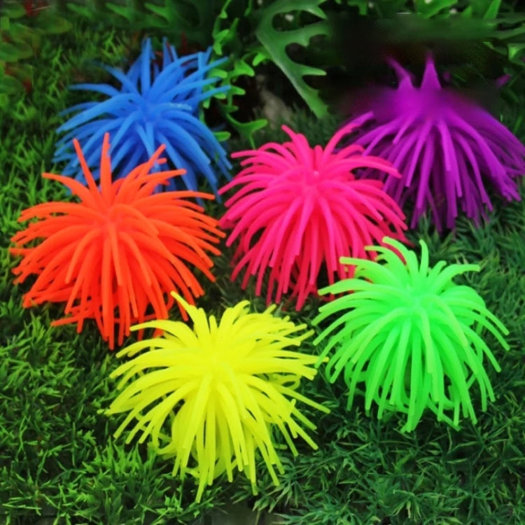 Aquarium Articles Decoration TPR Simulation Sea Urchin Ball Coral, Size: M, Diameter: 10cm(Orange)
