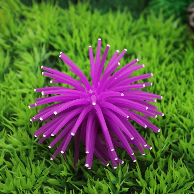 Aquarium Articles Decoration TPR Simulation Sea Urchin Ball Coral with Point, Size: S, Diameter: 7cm(Purple)
