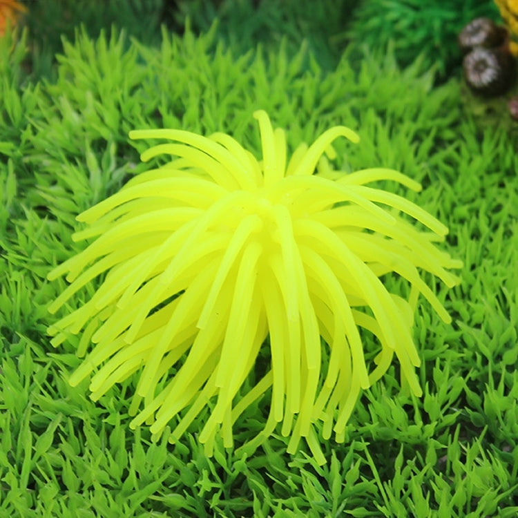 Aquarium Articles Decoration TPR Simulation Sea Urchin Ball Coral, Size: S, Diameter: 7cm(Yellow)