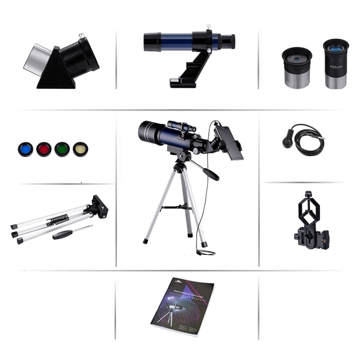WR852-3 16x/66x70 High Definition High Times Astronomical Telescope with Tripod & Phone Fixing Clip & Moon Filter(White)