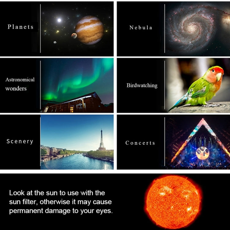 WR852-3 16x/66x70 High Definition High Times Astronomical Telescope with Tripod & Phone Fixing Clip & Moon Filter(White)