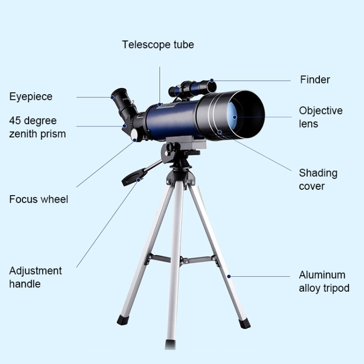 WR852-3 16x/66x70 High Definition High Times Astronomical Telescope with Tripod & Phone Fixing Clip & Moon Filter(Dark Blue)