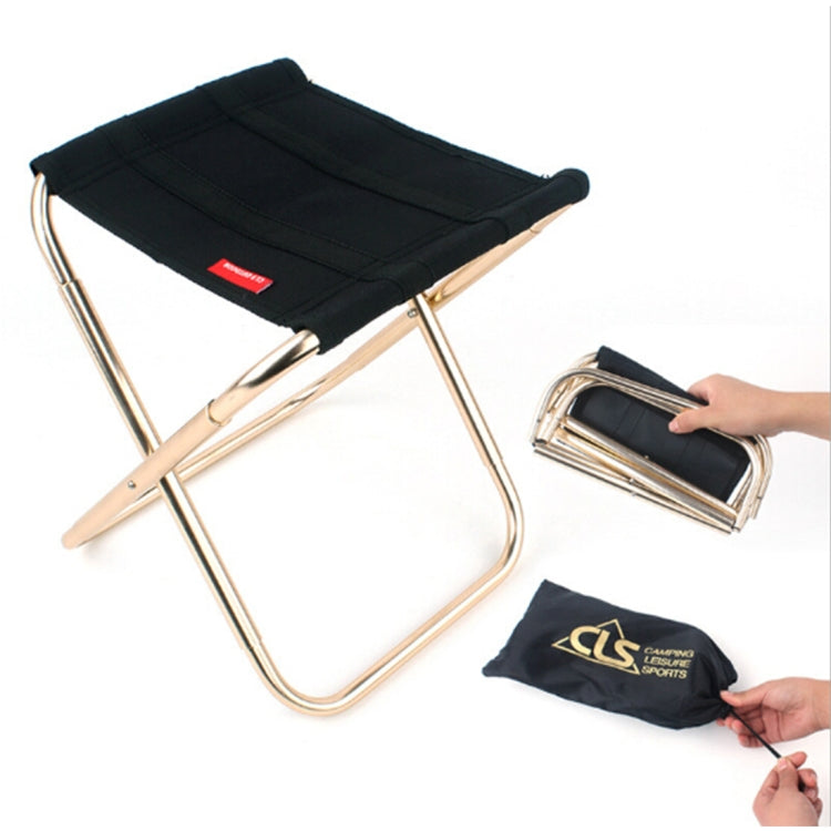 CLS Outdoor Portable Aluminum Alloy Fishing Barbecue Folding Stool, Size: 24.8*22.5*27cm(Black)