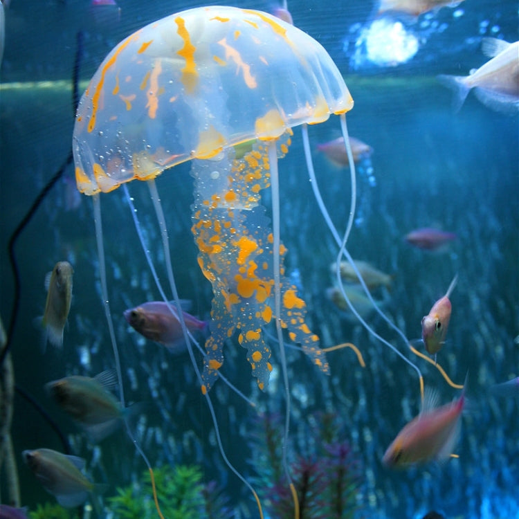 Aquarium Articles Decoration Silicone Simulation Fluorescent Sucker Jellyfish, Size: 8*20cm(Orange)