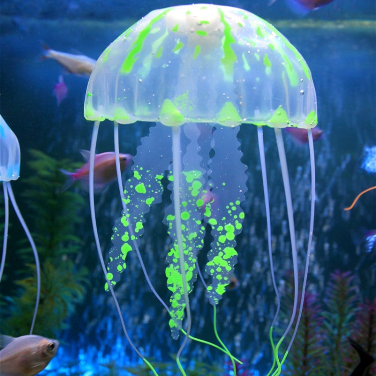 Aquarium Articles Decoration Silicone Simulation Fluorescent Sucker Jellyfish, Size: 8*20cm(Green)