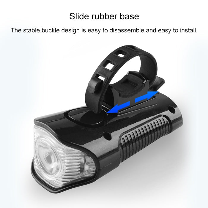 350LM USB Charging Waterproof Snap-on Bicycle Headlight with Speaker & Stopwatch Function (Black)