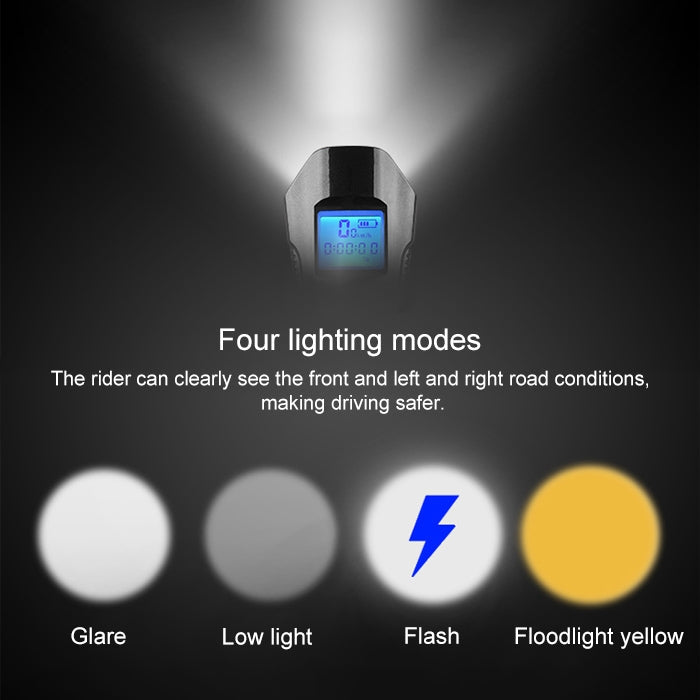 350LM USB Charging Waterproof Snap-on Bicycle Headlight with Speaker & Stopwatch Function (Black)