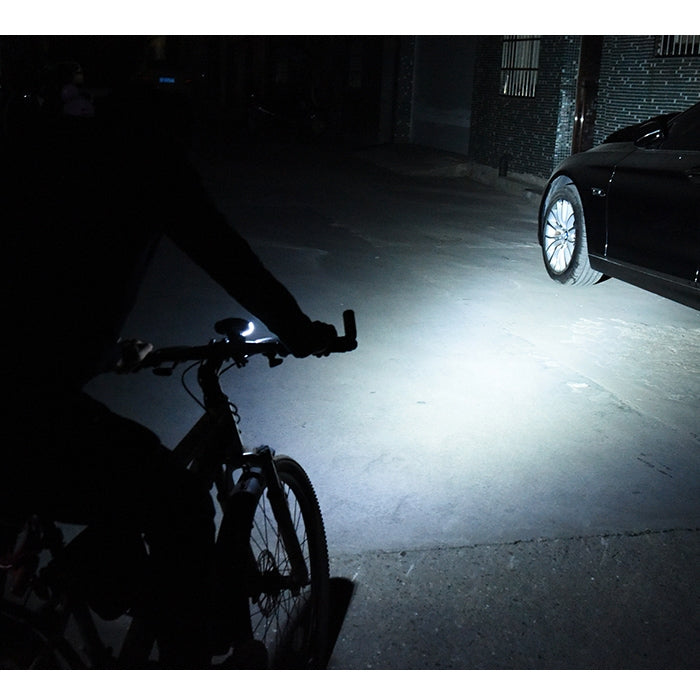350LM USB Charging Waterproof Snap-on Bicycle Headlight with Speaker & Stopwatch Function (Blue)