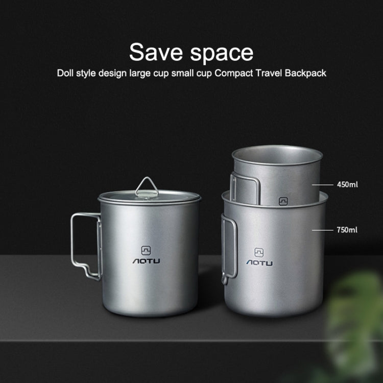 AOTU AT6652-1 Outdoor Portable Titanium Cup 750ml(Silver)