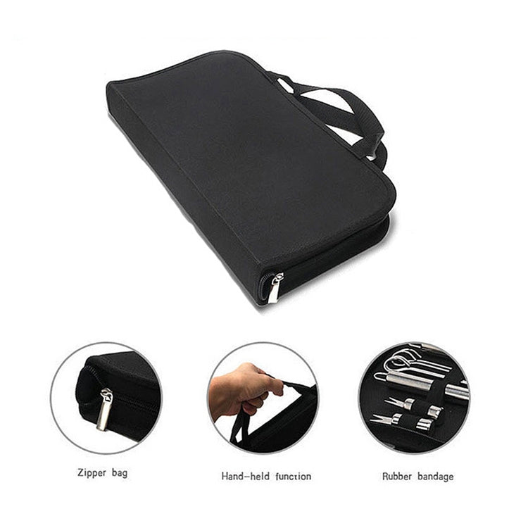 18 in 1 Outdoor Tableware Set Camping Barbecue Tableware Picnic Tool Set with Thermometer