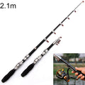 36cm Portable Telescopic Sea Fishing Rod Mini Fishing Pole, Extended Length : 2.1m, Black Clip Reel Seat