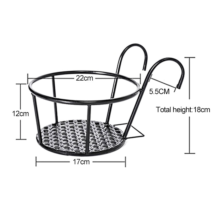 Iron Metal Railing Potted Plant Shelves Hanging Flowerpot Rack (Bronze)