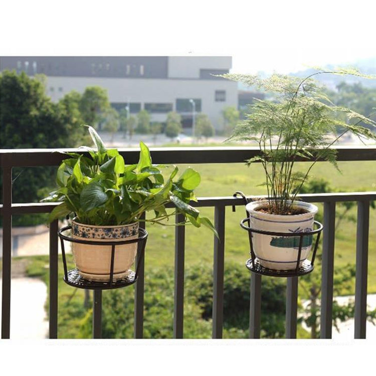 Iron Metal Railing Potted Plant Shelves Hanging Flowerpot Rack (Bronze)