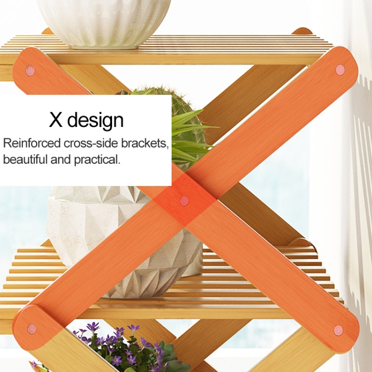 6-Layer Balcony Living Room Collapsible Solid Wood Flower Stand Potted Planting Shelves, Length: 80cm