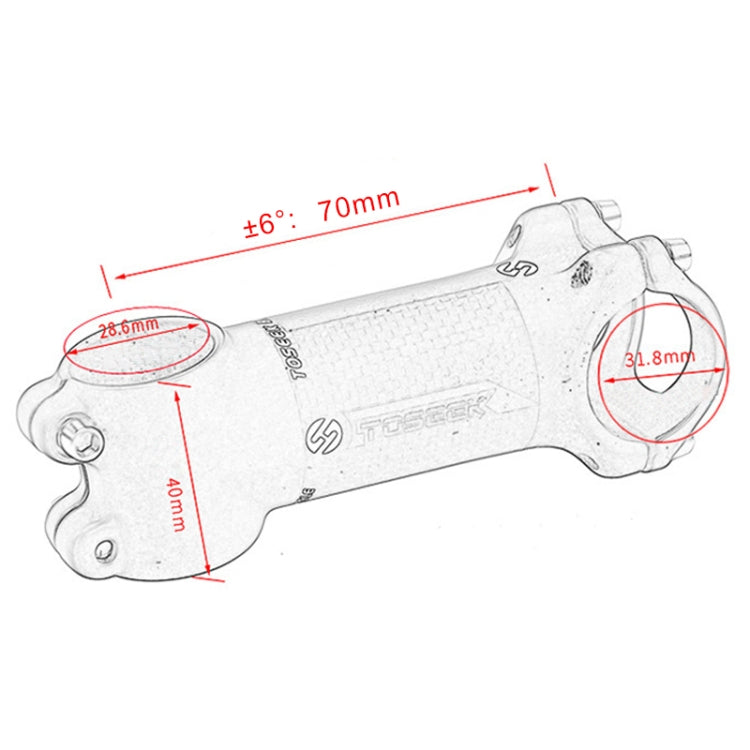 TOSEEK Road Mountain Bike Ultra-light Handlebar Stem Riser Faucet, Size: 6 Degree, 70mm (Gloss)