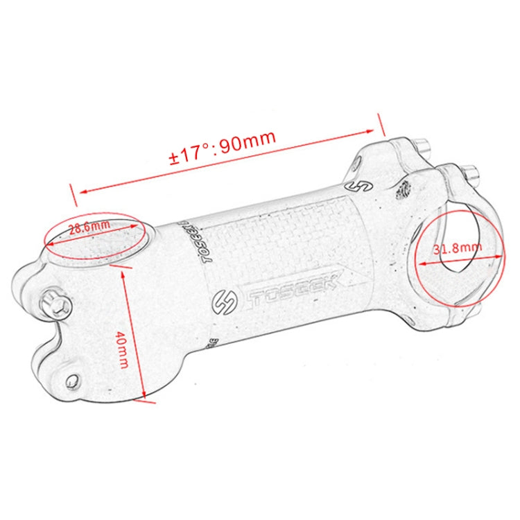 TOSEEK Road Mountain Bike Ultra-light Handlebar Stem Riser Faucet, Size: 17 Degree, 90mm (Gloss)