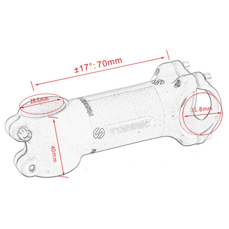 TOSEEK Road Mountain Bike Ultra-light Handlebar Stem Riser Faucet, Size: 17 Degree, 70mm (Matte)