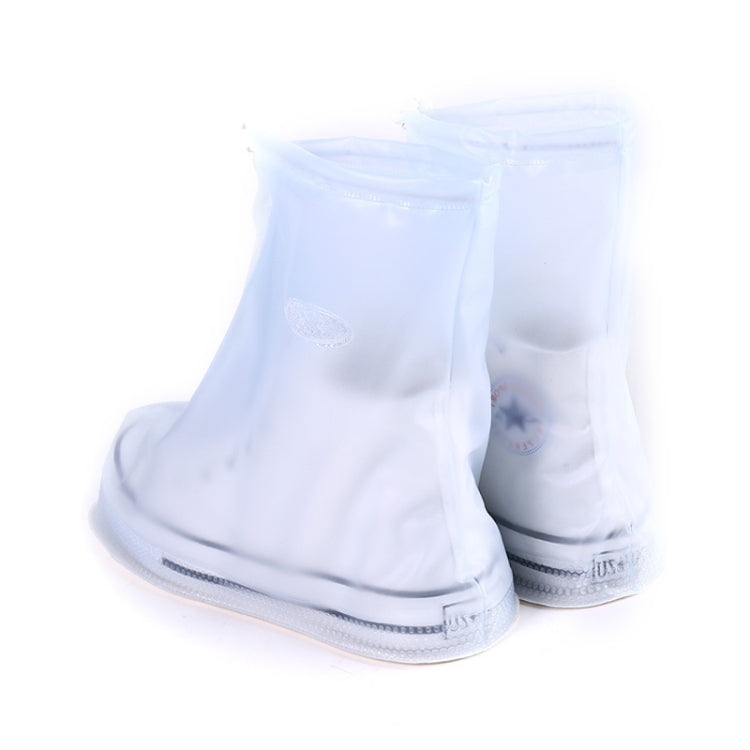 Fashion PVC Non-slip Waterproof Thick-soled Shoe Cover Size: L(White)