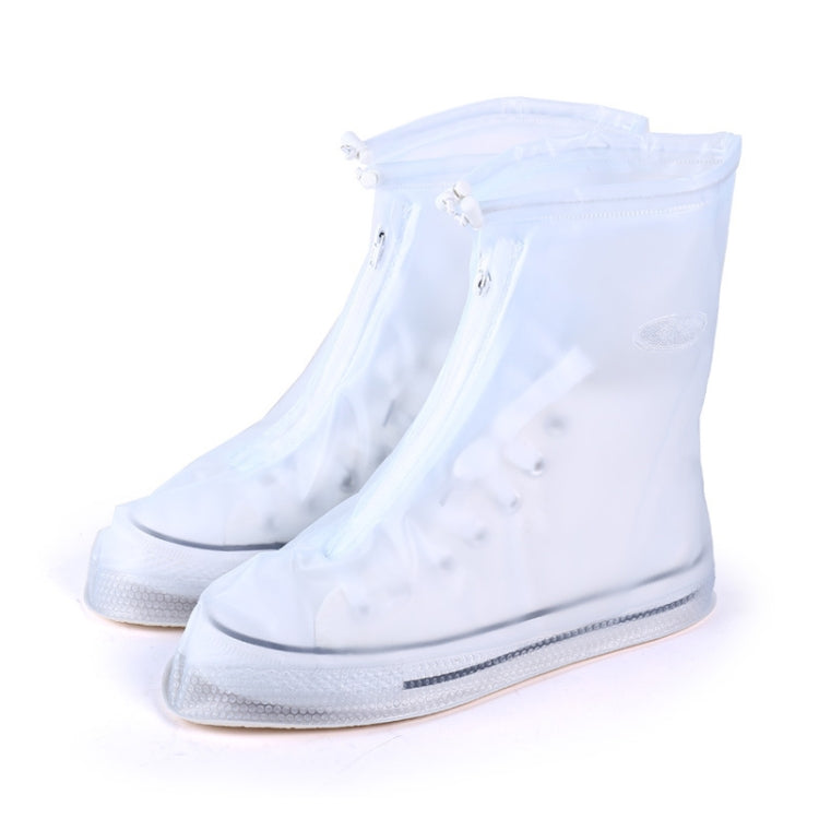 Fashion PVC Non-slip Waterproof Thick-soled Shoe Covers Size: XXL(White)