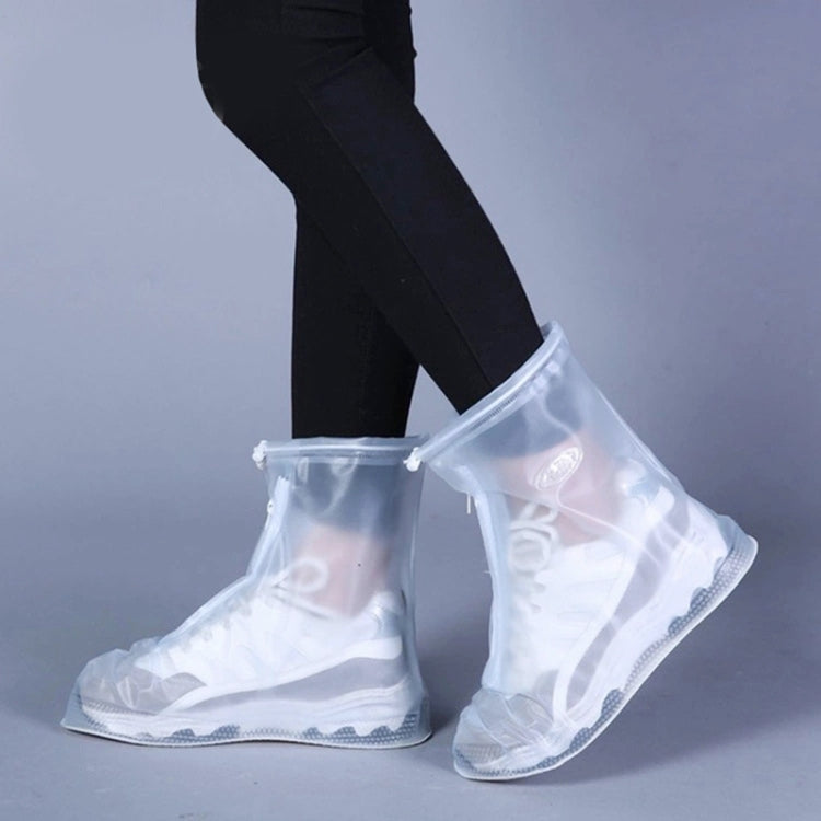 Fashion PVC Non-slip Waterproof Thick-soled Shoe Covers Size: XXL(White)