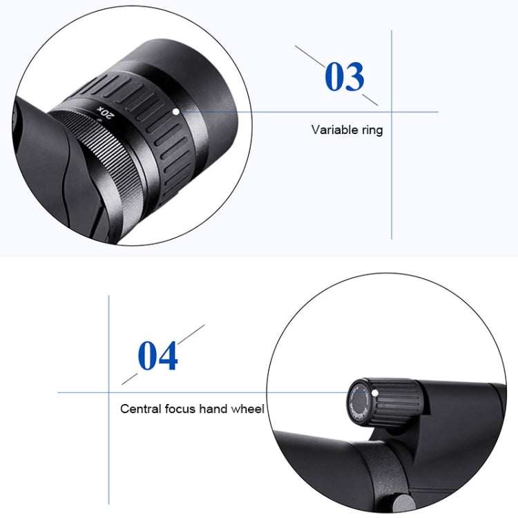 HTK-72 20x-60x High Definition Night Vision Zoom Monocular Telescope for Outdoor Camping Birdwatching with Tripod(Black)