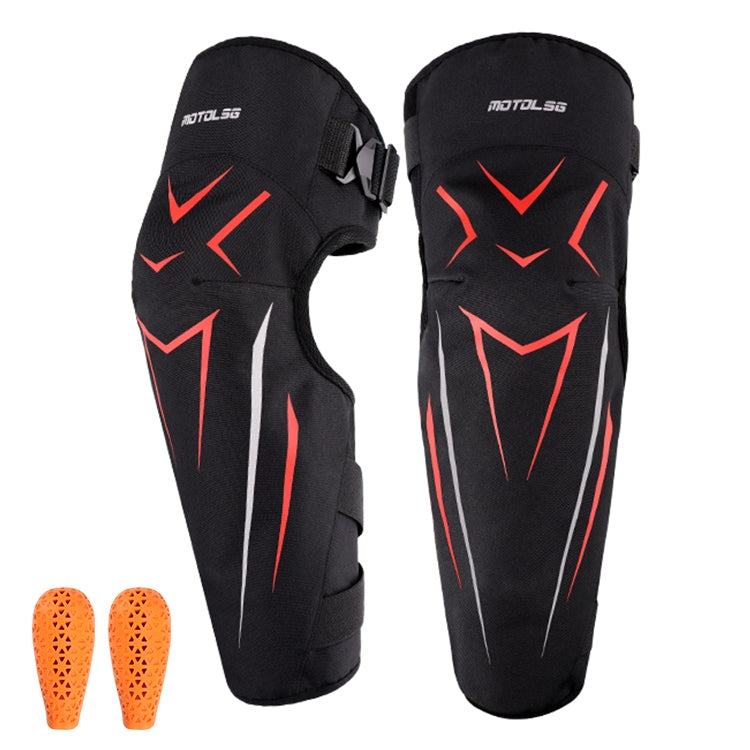 MOTOLSG 2 in 1 Knee Pads Motorcycle Bicycle Riding Warm Fleece Soft Protective Gear with CE Protector (Black Red)