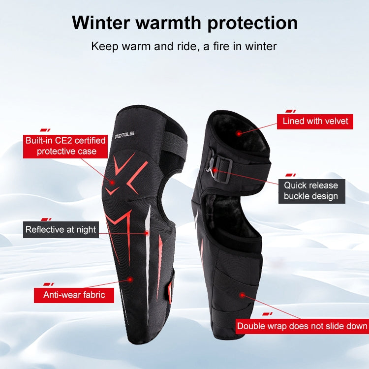 MOTOLSG 2 in 1 Knee Pads Motorcycle Bicycle Riding Warm Fleece Soft Protective Gear with CE Protector (Black White)