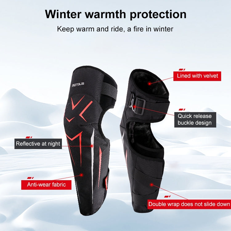 MOTOLSG 2 in 1 Knee Pads Motorcycle Bicycle Riding Warm Fleece Soft Protective Gear (Black Red)