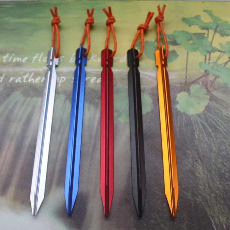 5 PCS Aluminium Alloy Tent Peg Nail Outdoor Traveling Tent Accessories with Rope, Length: 18cm(Blue)