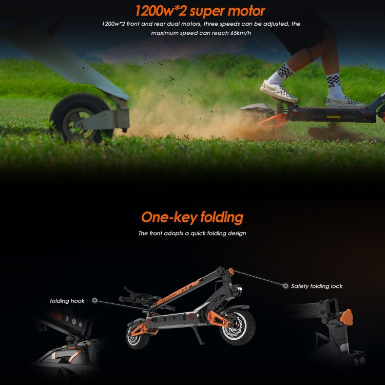 [EU Warehouse] Kukirin G3 Pro 10 inch Tires 2400W 52V 23.4AH Three-speed Folding Electric Offroad Scooter with LED Display