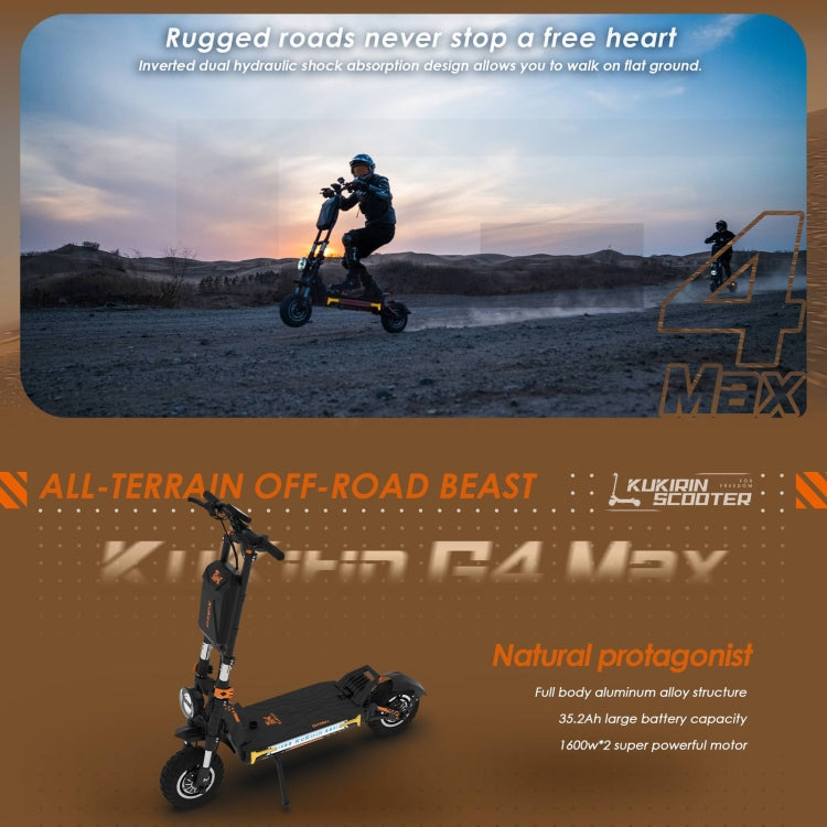 [EU Warehouse] Kukirin G4 Max 12 inch Tires 3200W 60V 35.2AH Three-speed Folding Electric Offroad Scooter with LED Display