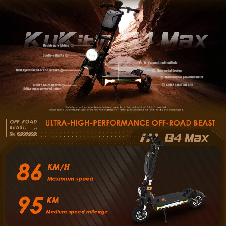 [EU Warehouse] Kukirin G4 Max 12 inch Tires 3200W 60V 35.2AH Three-speed Folding Electric Offroad Scooter with LED Display