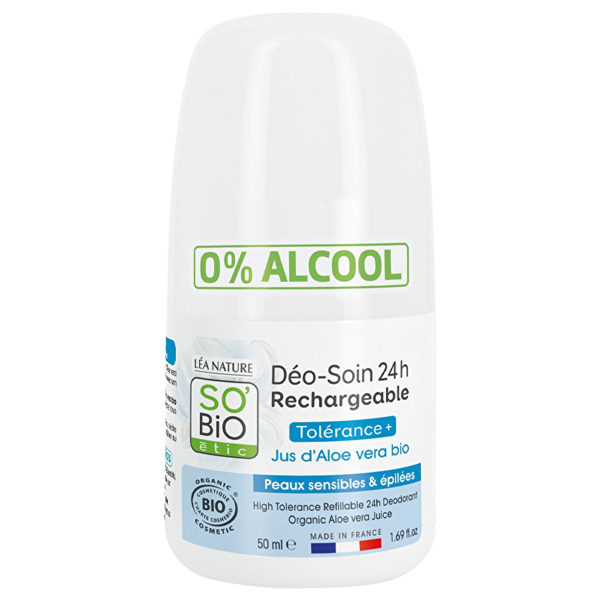 SO'BİO Natural Aloe Vera Deodorant Roll-On for Women - 24 Hour Odor Protection, Organic & Chemical-Free