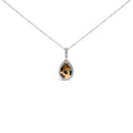 10K Yellow Gold Plated Sterling Silver Mixed Color Diamond Accent Pear Halo Pendant Necklace