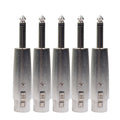 5 PCS LZ1167 6.35mm Single Track Male Head to XRL Female Audio Adapter Plug (Silver)