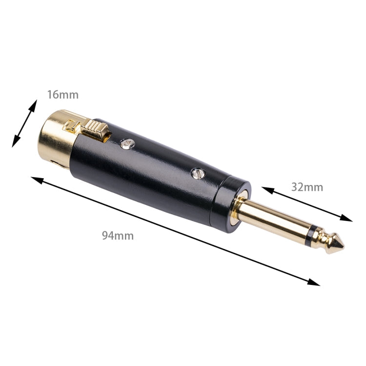 5 PCS LZ1167G 6.35mm Single Track Male Head to XRL Female Audio Adapter Plug (Black)
