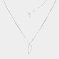 Layered Brass Cubic Zirconia Metal Horn Pendants Necklace