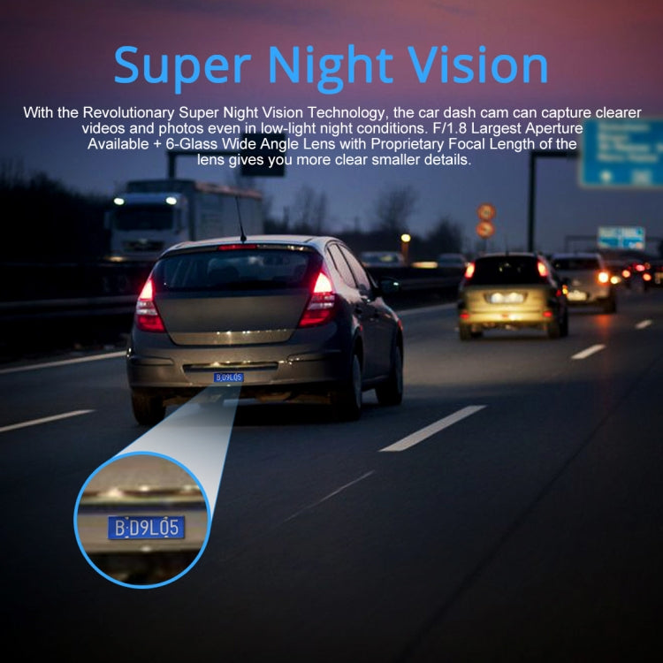 GS63H Car DVR Camera 2.4 inch LCD Screen HD 2880 x 2160P 150 Degree Wide Angle Viewing, Support Motion Detection / TF Card / G-Sensor / GPS / WiFi / HDMI(Black)