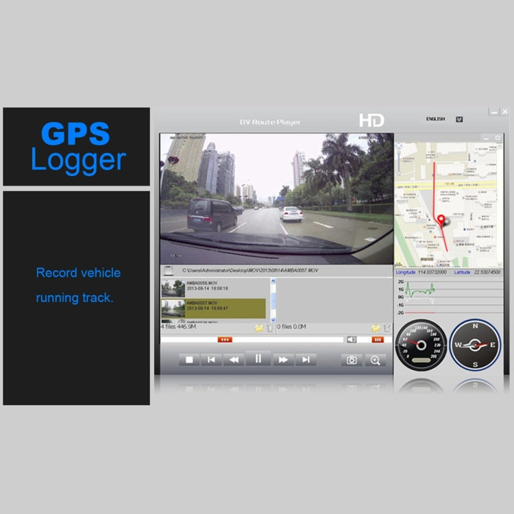 GS90C Car DVR Camera 2.7 inch LCD Screen HD 2304 x 1296P 170 Degree Wide Angle Viewing, Support Motion Detection / TF Card / G-Sensor / HDMI(Black)