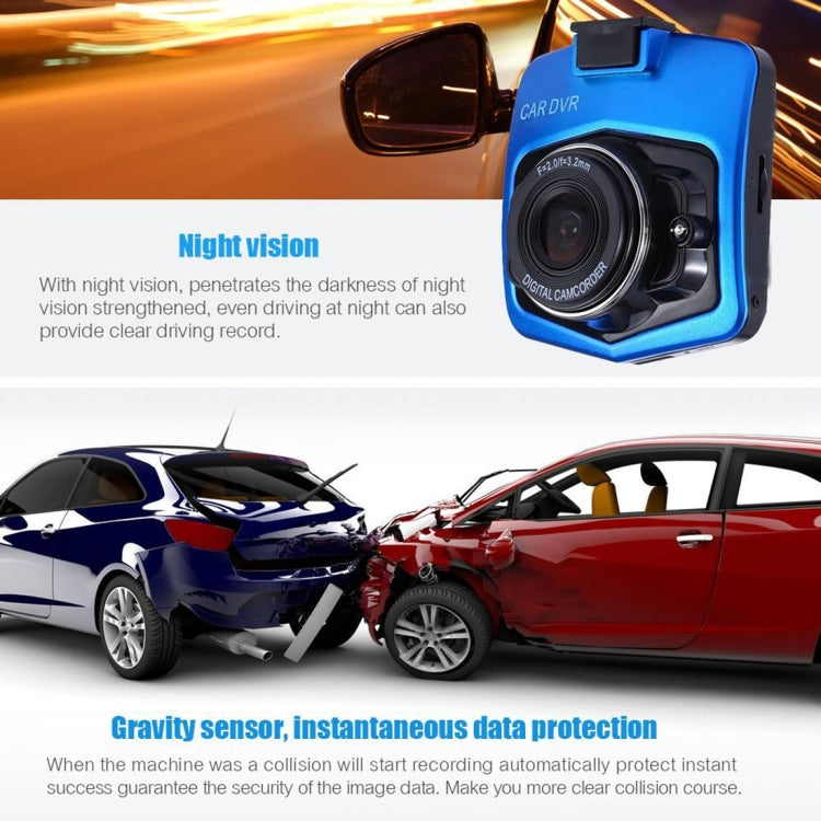 VGA 480P Car Camcorder DVR Driving Recorder Digital Video Camera Voice Recorder with 2.4 inch LCD Screen Display, Support 32GB Micro TF Card & Infrared Night Vision Function(Black + Blue)