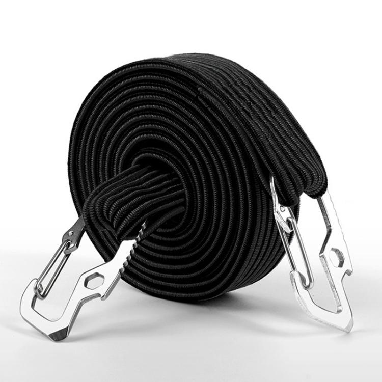 2m Elastic Strapping Rope Packing Tape for Bicycle Motorcycle Back Seat with Hook (Black)