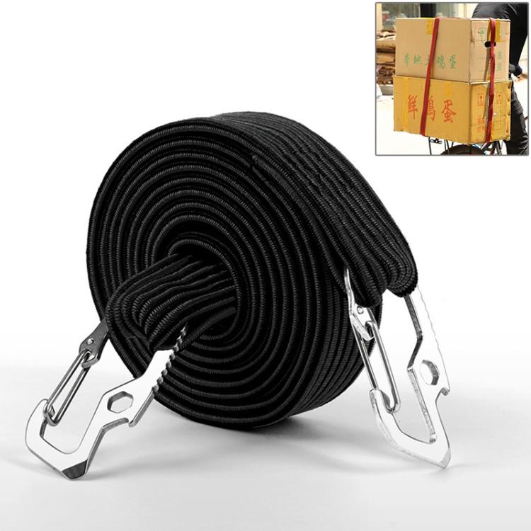 2m Elastic Strapping Rope Packing Tape for Bicycle Motorcycle Back Seat with Hook (Black)