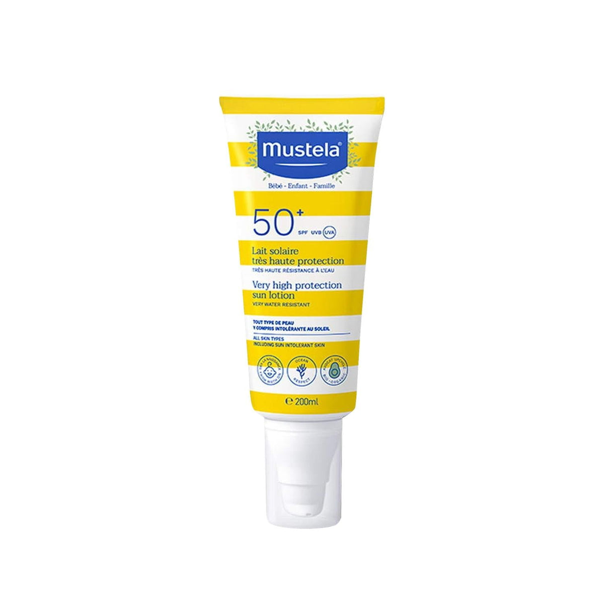 Mustela SPF 50+ Sunscreen Lotion - High Protection for Sensitive Skin, Gentle Formula, 6.76 fl oz