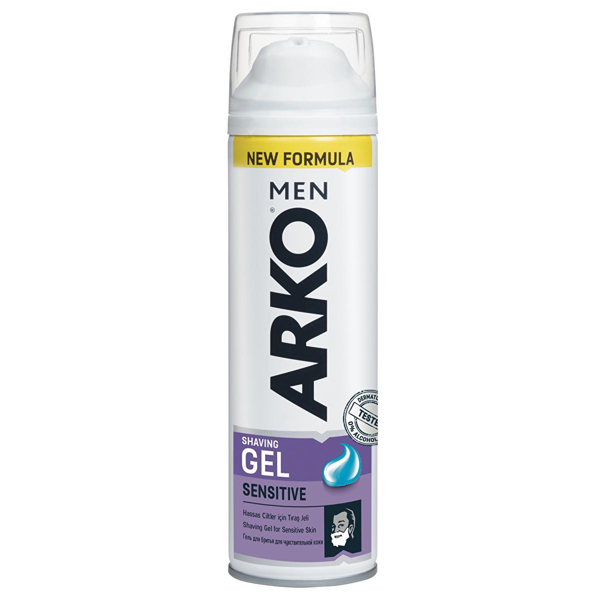 Arko Men Sensitive Shaving Gel - Dermatologically Tested, Fragrance-Free, 200ml