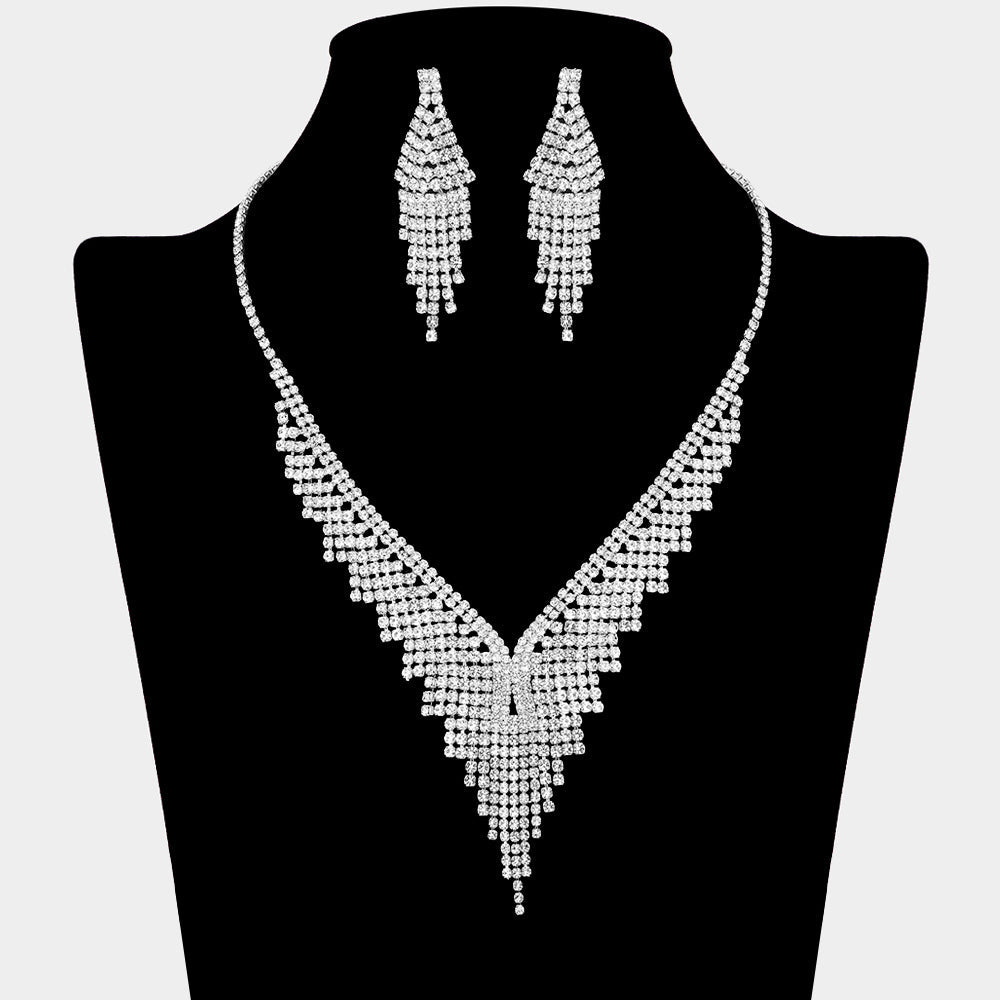 Rhinestone Paved Fringe Accent Necklace