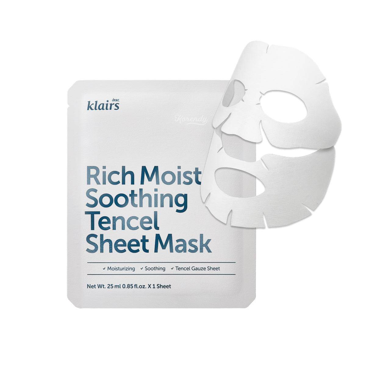 Klairs Rich Moist Soothing Tencel Sheet Mask Hydrating Care 25ml